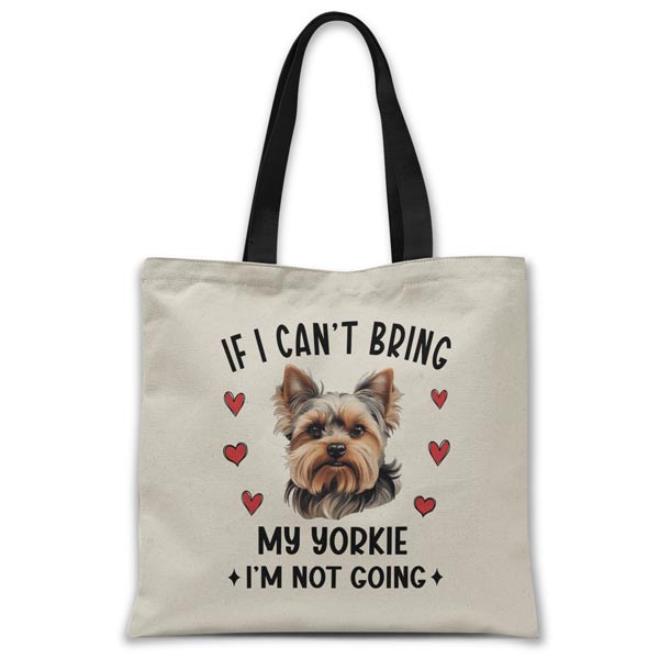 CafePress Yorkie Being Adorable Tote Bag - Natural Canvas Reusable Shopping Bag With Funny Dog Graphic
