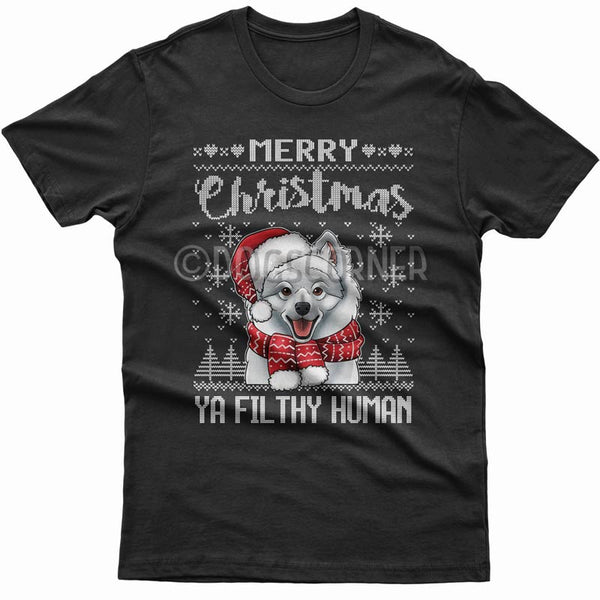 merry-christmas-filthy-human-japanese-spitz-t-shirt
