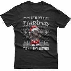merry-christmas-filthy-human-weimaraner-t-shirt