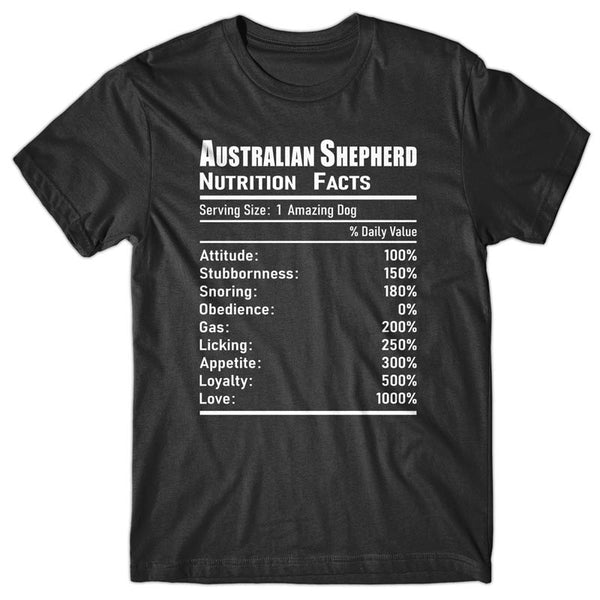 Australian Shepherd Nutrition Facts T-shirt