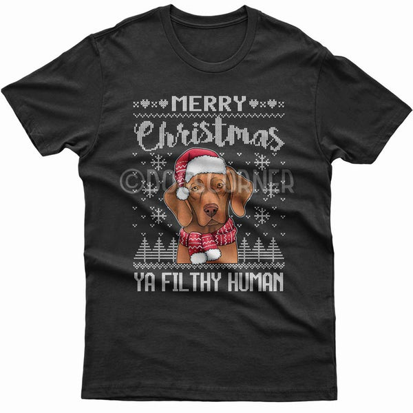 merry-christmas-filthy-human-vizsla-t-shirt