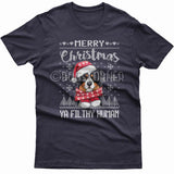 Merry Christmas you filthy human T-shirt (Bernese Mountain Dog)