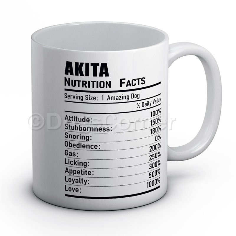 Akita Nutrition Facts Mug – Dogs Corner