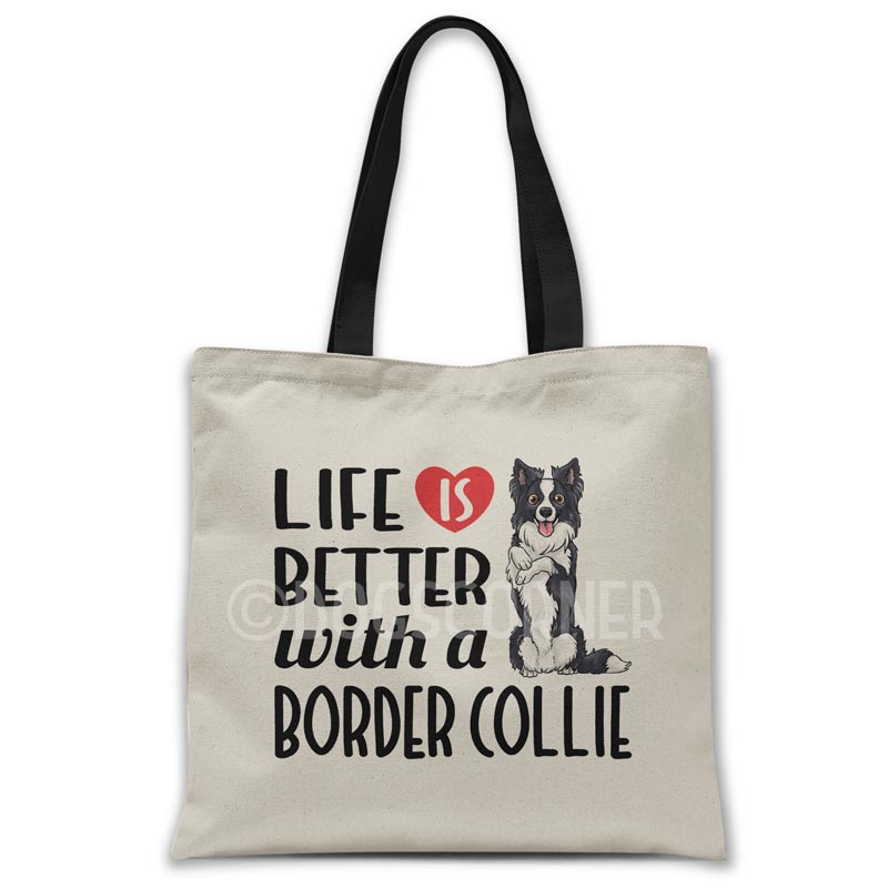 Border collie tote bag sales