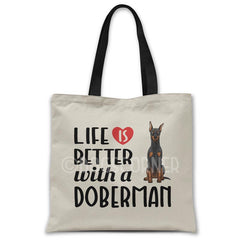 Life-is-better-with-doberman-tote-bag