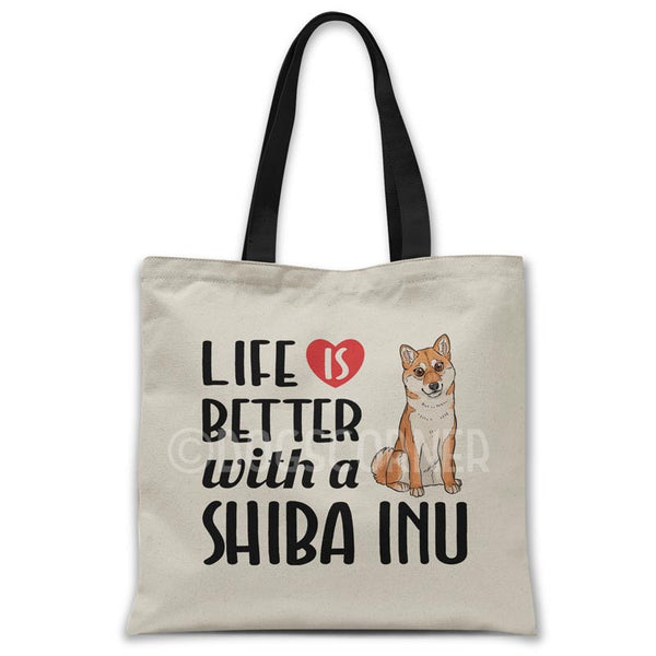 Life-is-better-with-shiba inu-tote-bag