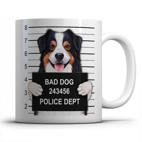 Funny Black Blue Merle Australian Shepherd Coffee Mug 11oz White Ceramic Cup Novelty Animal Portrait - Pet Owner Appreciation Thank You Gifts For Aussie Dog Lovers