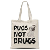 Pugs not drugs tote bag